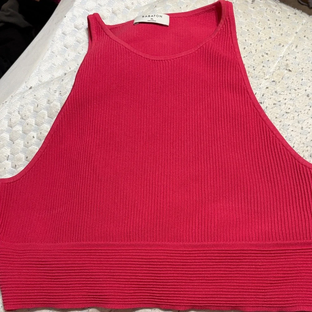 Babaton Fuchsia Ribbed Crop Top - Picture 1 of 2